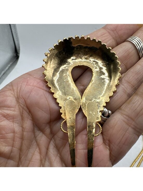 Set Of 3 Bright Gold Tone Ornate Hair Pins Accessories 5.5” Bali Bridal main image 8